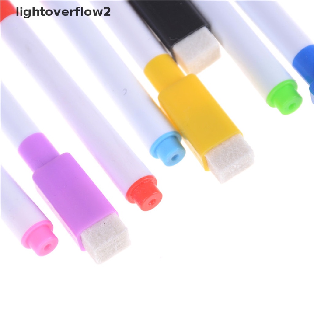 (lightoverflow2) 5pcs / set Spidol Papan Tulis / Jendela Warna-Warni Dengan Penghapus Untuk Kantor