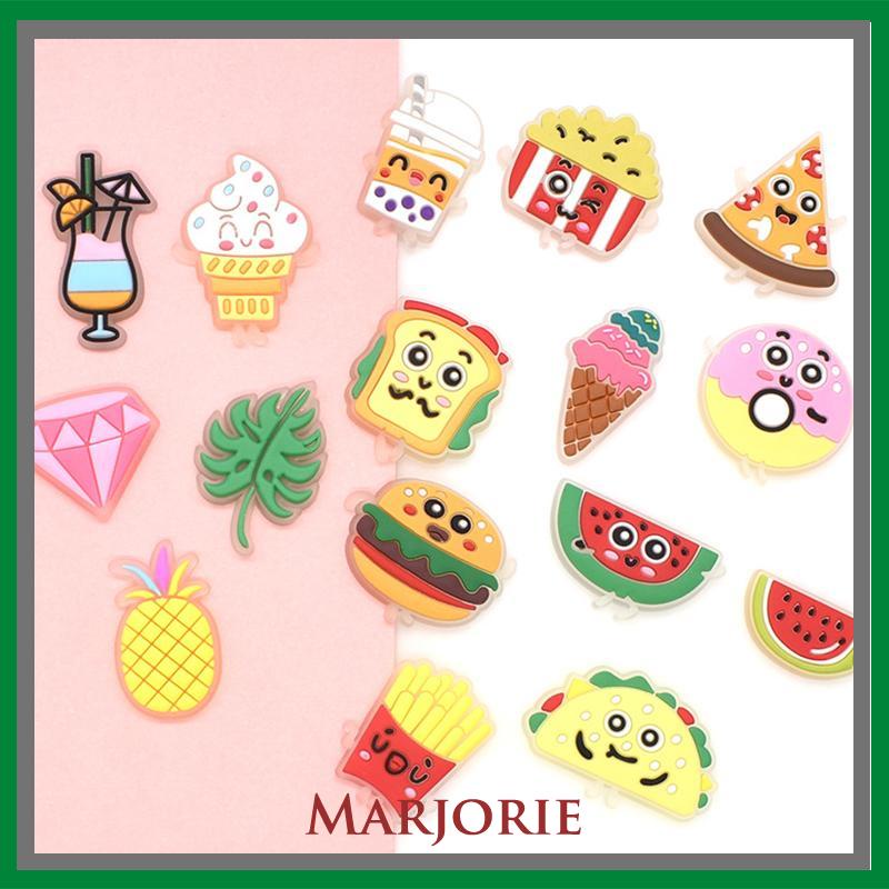 Charms Pin Bahan Pvc Glow In The Dark Desain Makanan Untuk Aksesoris Charms Fashion-MJD