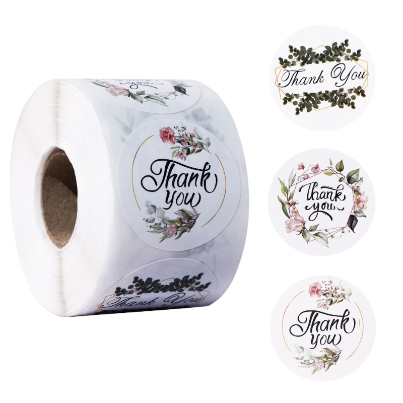 500x / Roll Stiker Label Perekat Desain Thank You Untuk Dekorasi Natal