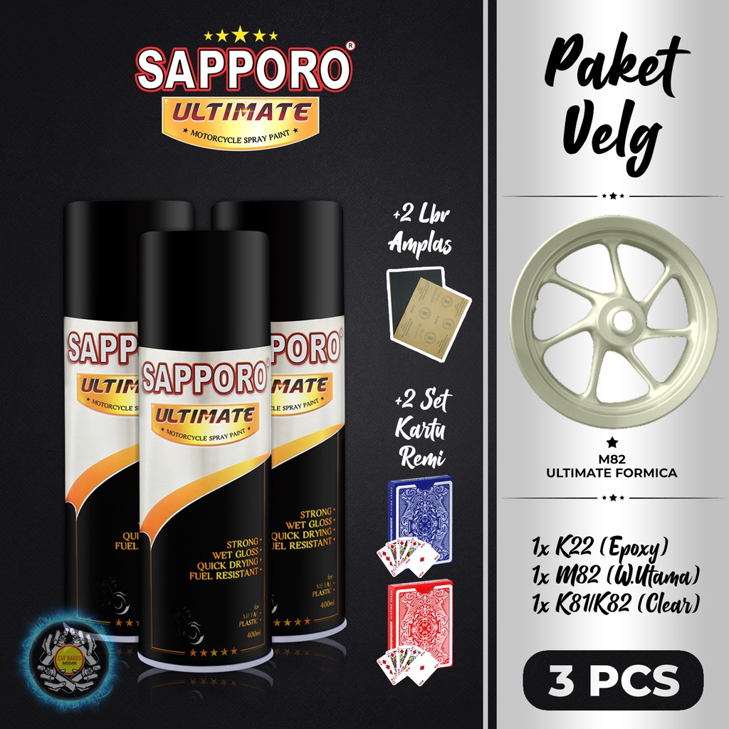 PAKET VELG M82 ULTIMATE FORMICA SAPPORO ULTIMATE CAT SEMPROT 400 ML WARNA BEIGE LIGHT BRONZE VELG OZ