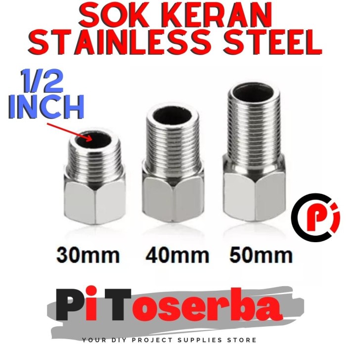 Sok Soket Keran Drat Luar Dalam Derat 1/2 Inch Keran Stainless Steel