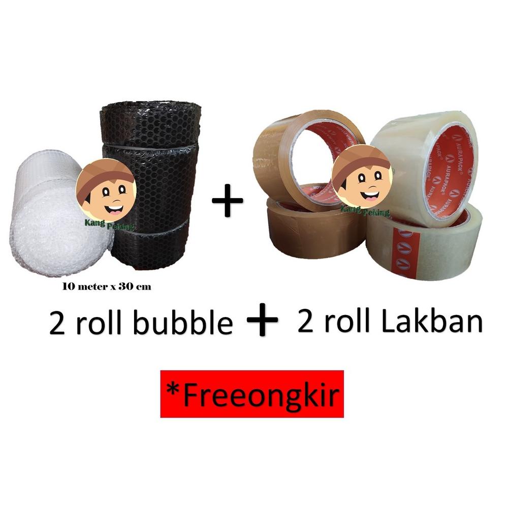 

Pomo Bundling !! Bubblewrap 10 Meter (2 Roll) + Lakban 50 Meter (2 Roll) Free Ongkir