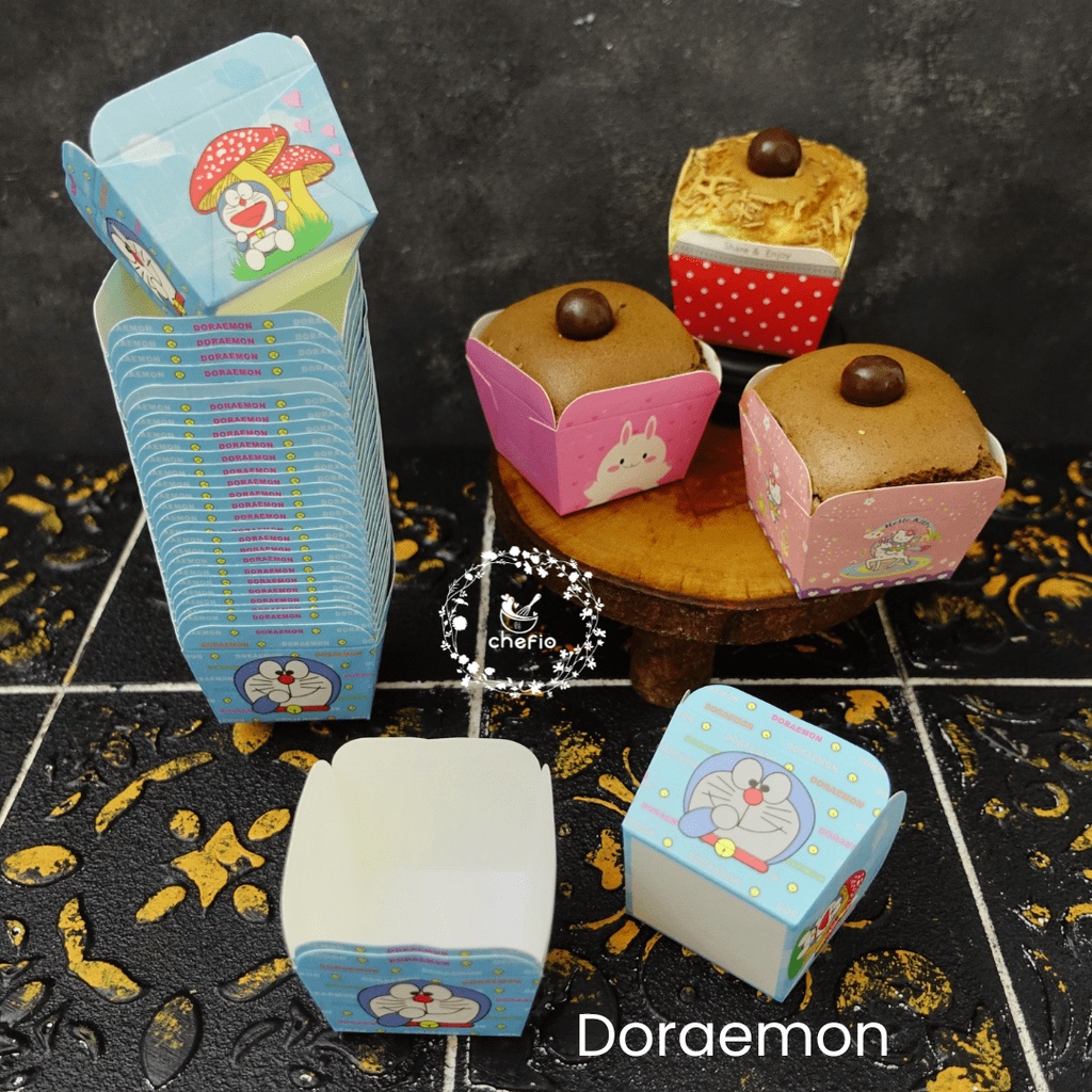 Paper Cupcake Case Kotak Kue Muffin Hokkaido Lava Cake Roti Bluder