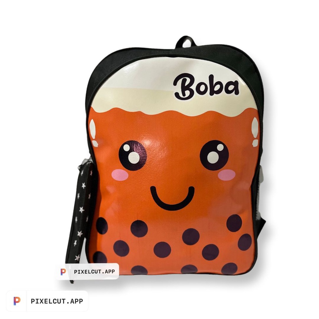 EMOEMO-Tas Boba-Tas Ransel Anak Sekolah Unisex Untuk TK dan SD Karakter Motif BOBA Fashion Trend Kekinian + FREE Tempat Pencil