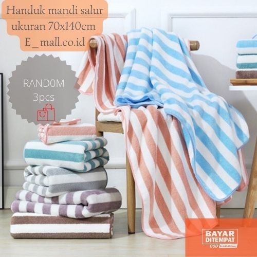 Handuk Mandi Salur Dewasa ukuran 70x140cm bahan microfiber Serap Air/ Handuk salur/handuk dewasa TERMURAH