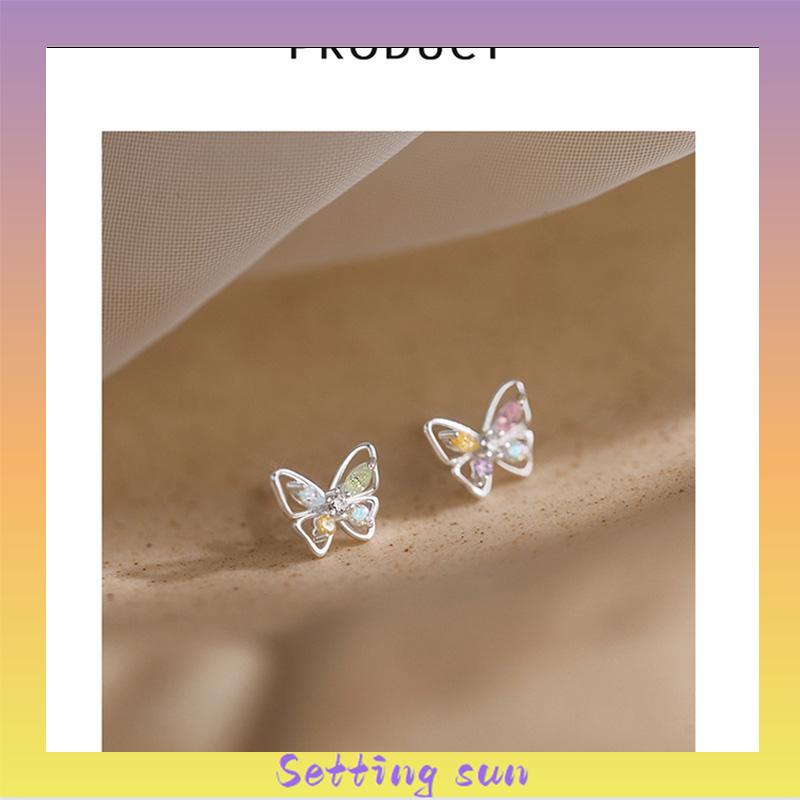 925 Anting Kupu-kupu Perak Sterling  Anting Desain Niche Mewah Ringan Musim Panas Wanita  Sederhana TN