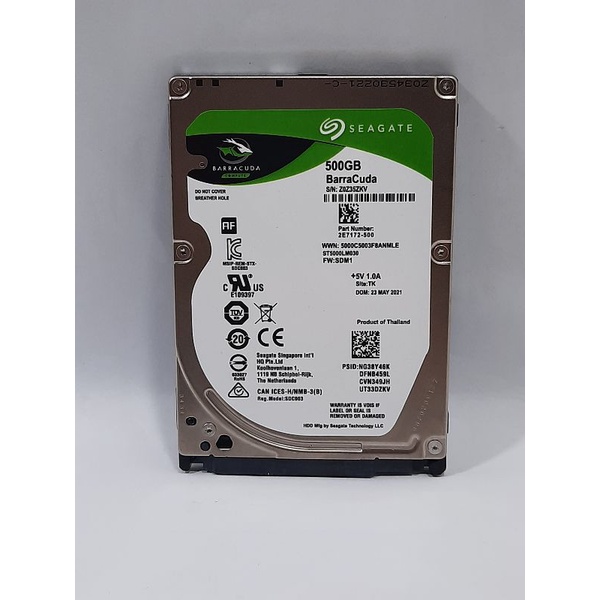 Harddisk Laptop 2.5 500Gb Seagate Slim 7.7mm Bekas Garansi 1Tahun