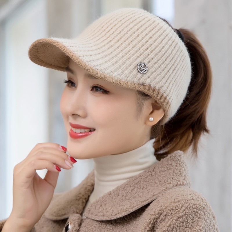 Topi senam aksen tali ANTI UV kekinian import L8O3 hijab murah bucket polos olahraga gaya aksesoris 