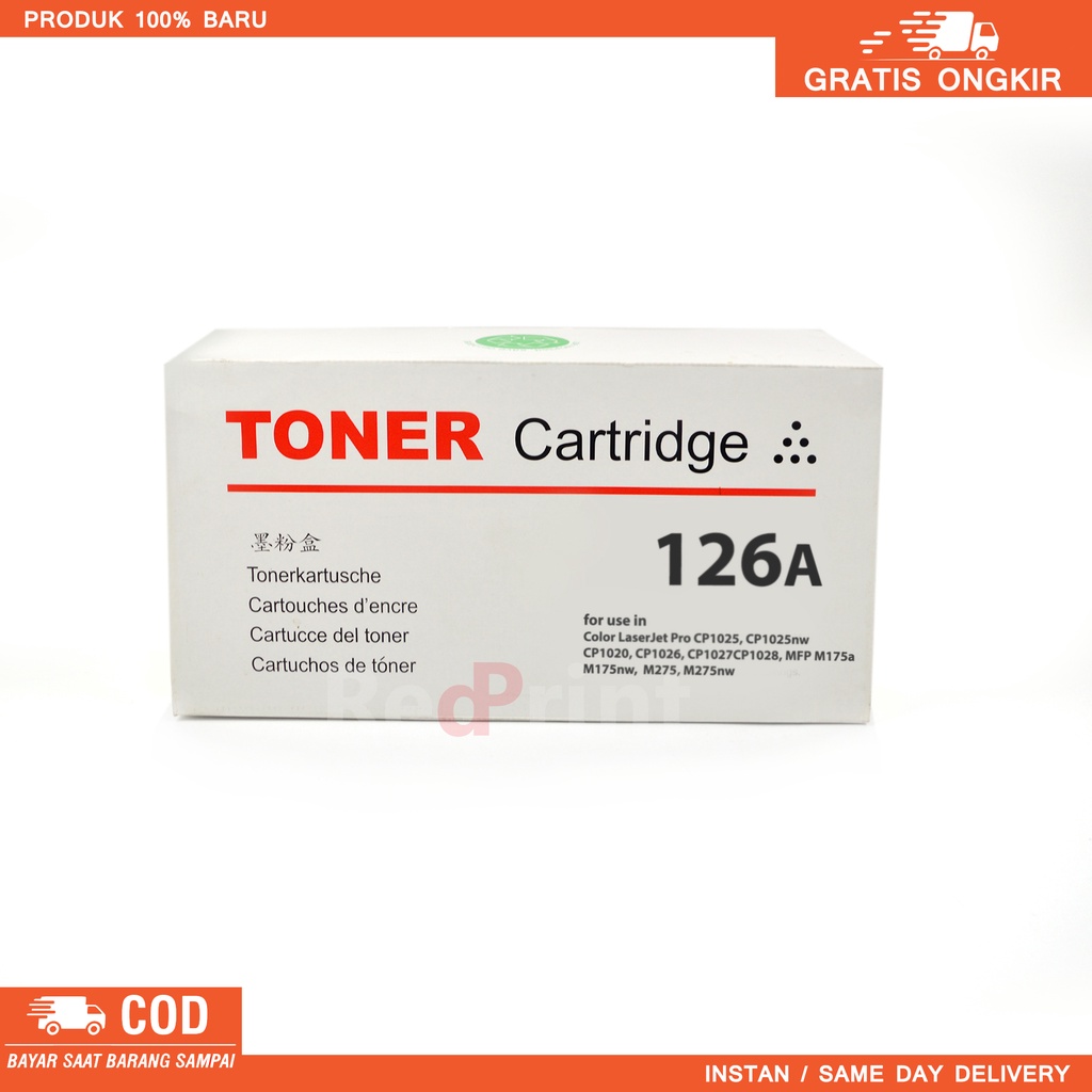 Toner cartridge 126A compatible untuk printer HP Color LaserJet CP1025, CP1025nw, MFP M175a, M175nw, M275, M275nw, CP1020, CP1026, CP1027 CP1028, 1 Set 4 Warna