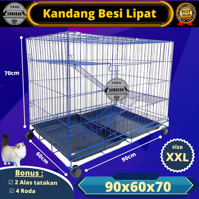 KANDANG KUCING JUMBO SIZE XXL 2 TINGKAT BESI LIPAT TEBAL / KANDANG KUCING KANDANG KELINCI UK