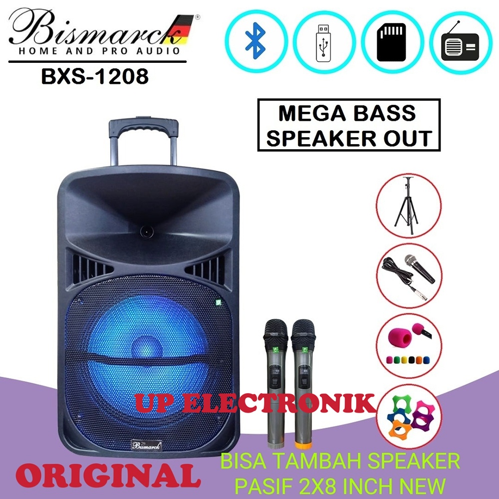 Speaker Portable Meeting 12 Inch Bismarck BSX1208 / BSX-1208 Mega Bass