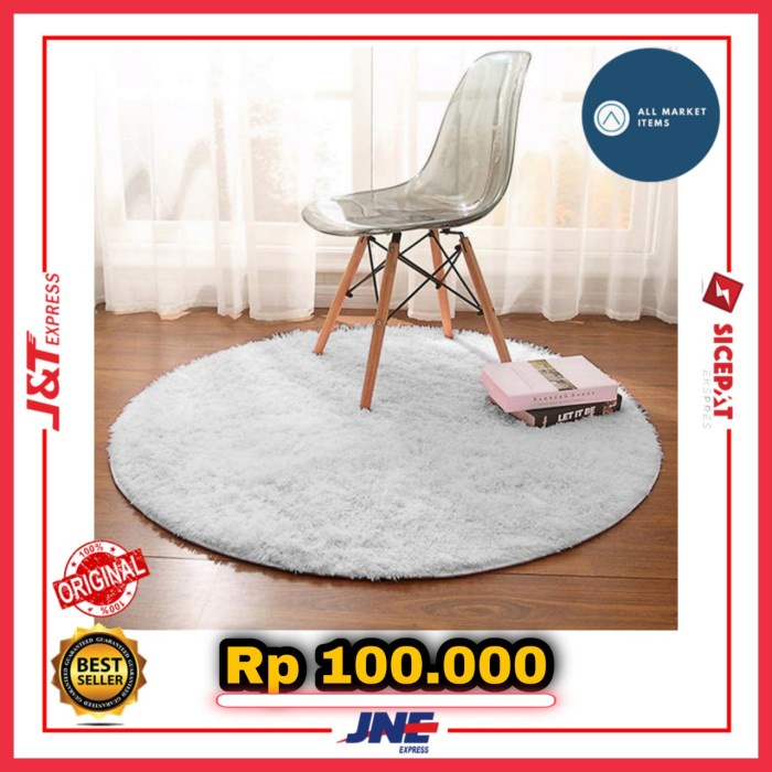 KARPET BULU Karpet Bulat Bulu Rasfur Diameter 100cm - Putih berkualitas kamar tidur tebal premium an