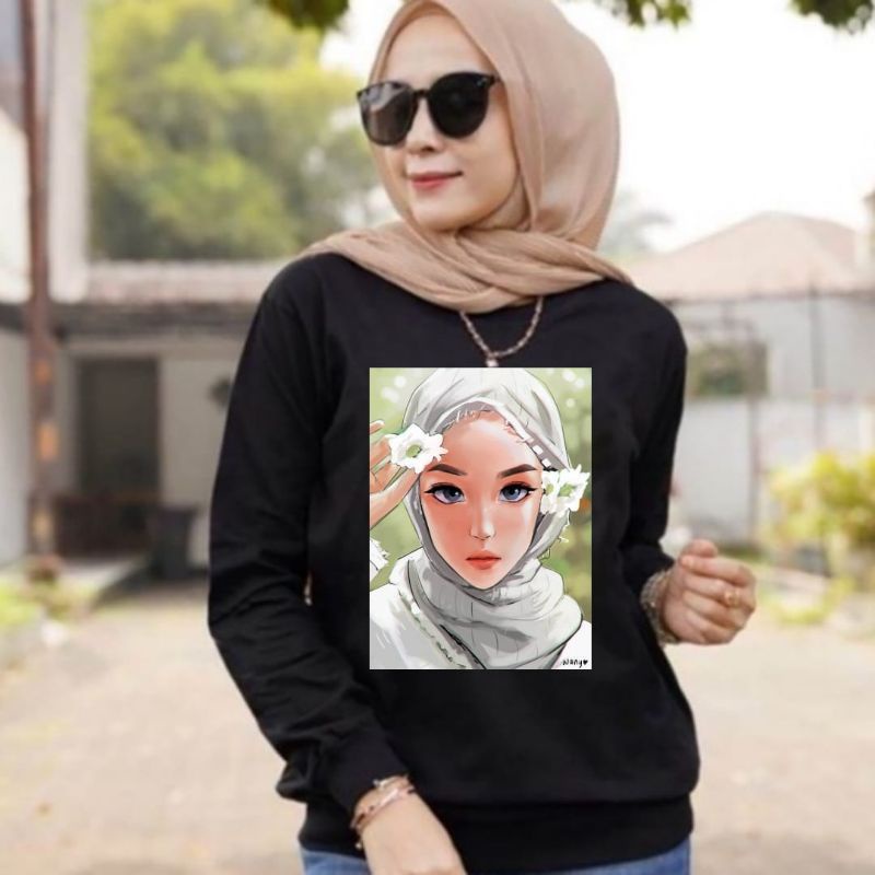 Baju Lengan Panjang Wanita Muslimah Hijabers Kaos Distro Keren Kekinian