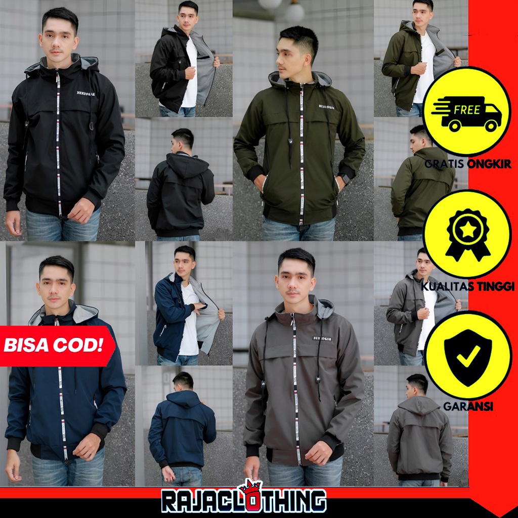 RCL - Jaket Pria Outdoor Polos Waterproof Anti Air Original Jaket Pria Motor Bikers Turing Branded Warna Hijau Army dan Hitam