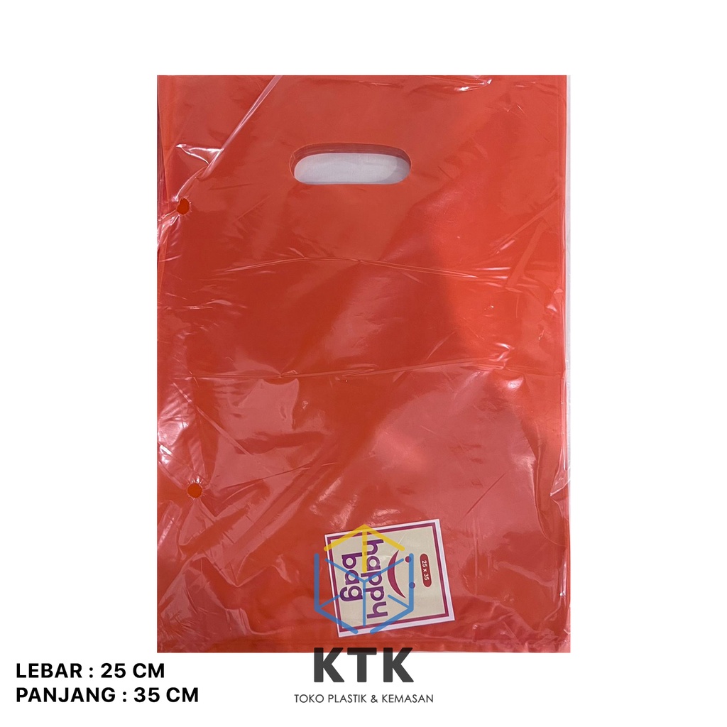 Kantong Plastik HD Plong Oval 25x35 Tebal *50 / Happy Bag Warna