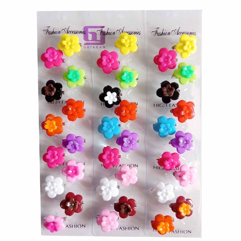 Isi 12 pcs (1 Lusin) Bros Dagu seri Bunga Mawar Warna