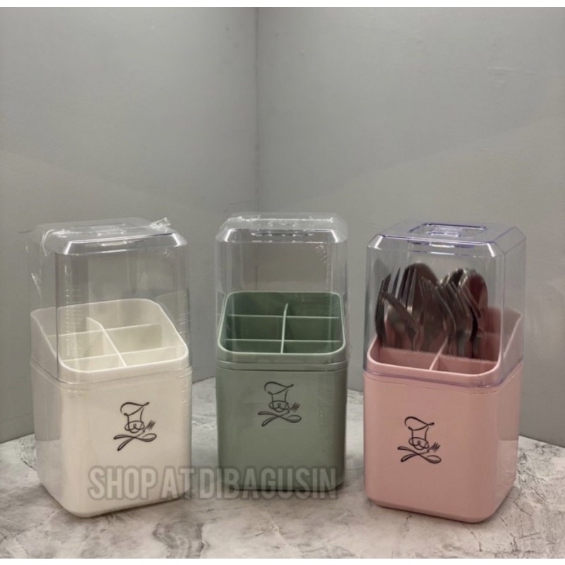 Tempat sendok tempat garpu Informa dilengkapi penutup