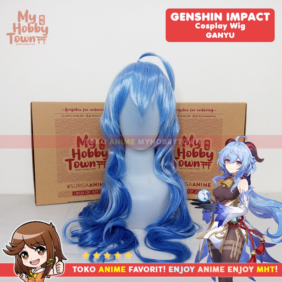 Wig Cosplay Anime Game Genshin Impact Ganyu Rambut Palsu