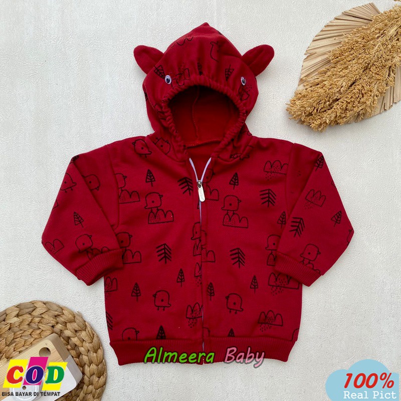 Jaket Bayi Baru Lahir Mantel Hangat Kupluk Karakter Usia 0-6 Bulan Almeera Baby and Kids