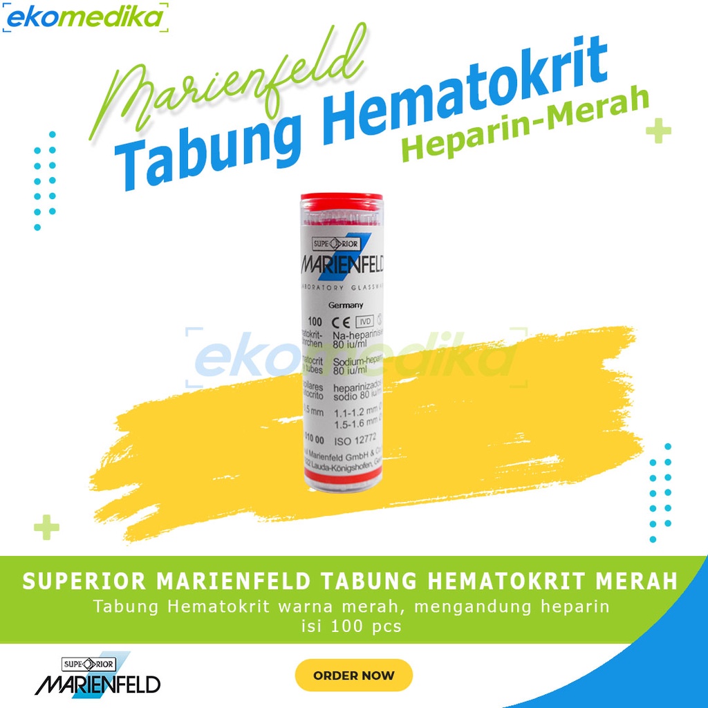 Tabung Hematokrit Merah Superior Marienfeld isi 100 pcs