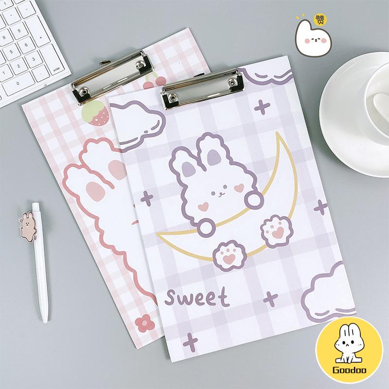 A4 Papan Klip Menulis Pad Lucu Kartun Kertas Uji Penyimpanan Data Klip Folder Kertas -Doo