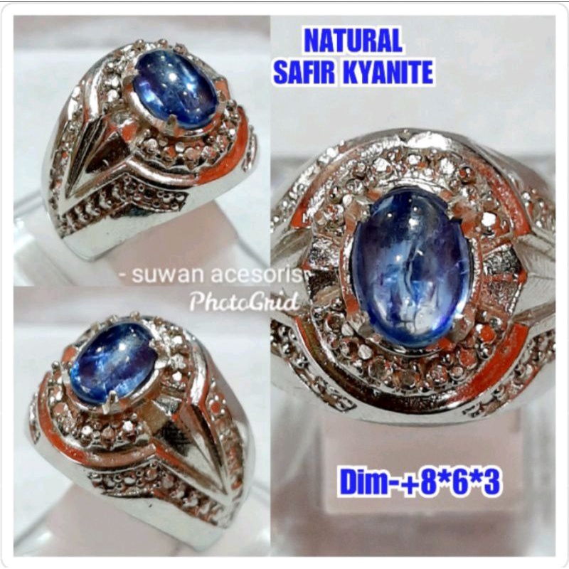 Batu permata blue safir kyanite cristal cincin safir asli 03