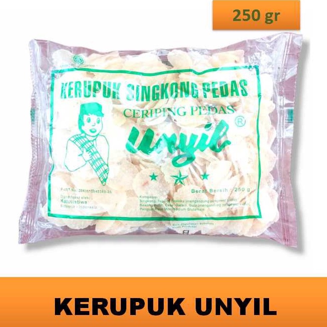 

(250 gr) KERUPUK UNYIL PEDAS Kerupuk Singkong Pedas Kemasan