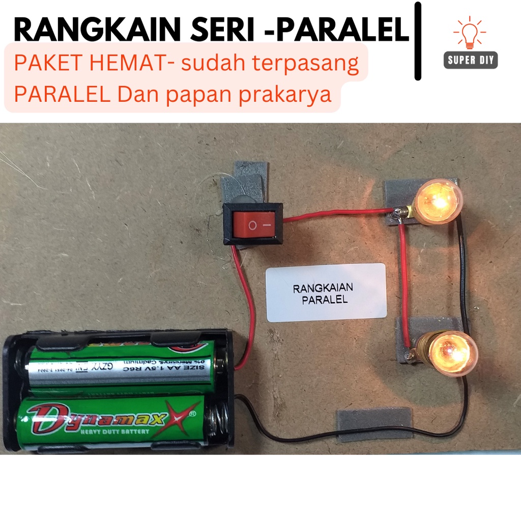 PAKET RANGKAIAN LISTRIK LAMPU SERI PARALEL / UNTUK BAHAN PRAKTEK KELAS 6 SD /  RANGKAIAN SERI / RANGKAIAN PARALEL / BOHLAM SENTER / FIITING LAMPU / KABEL / SAKLAR / PRAKTEK FISIKA / ANGKAIAN EDUKASI / PRAKARYA