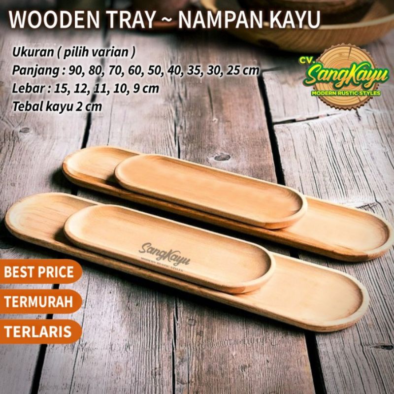 Nampan besar panjang oval piring saji wooden serving plate tray