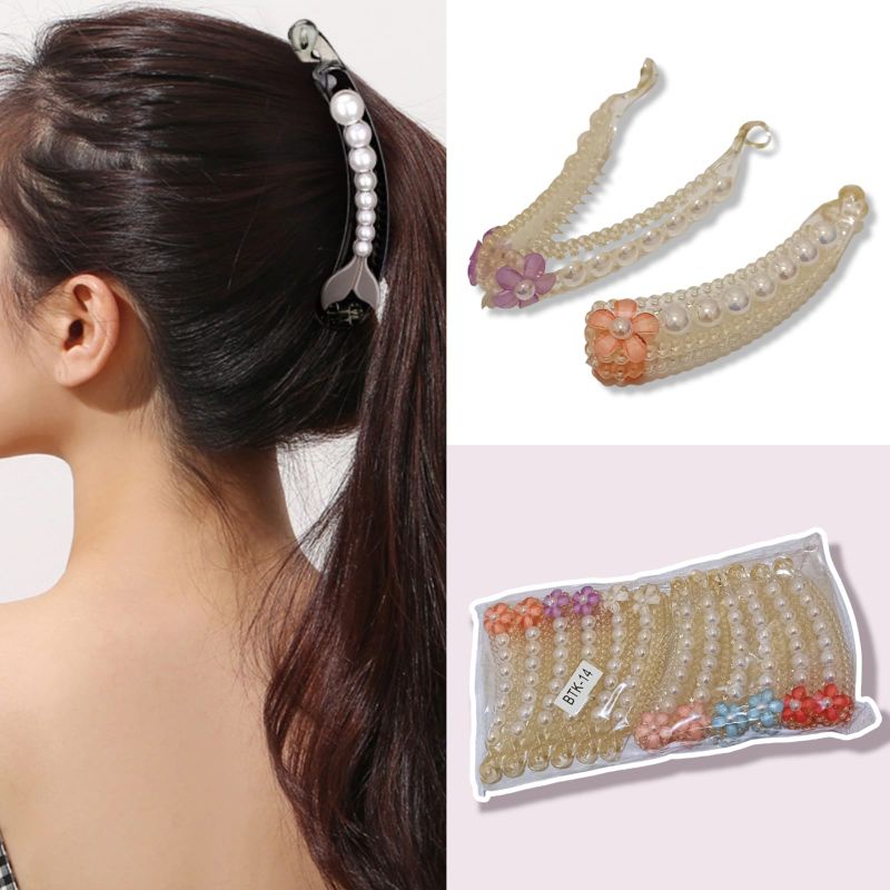 Jepit Rambut Pisang Pearl Model Bunga Daisy Aksesoris Rambut Ala Korea Ukuran 10cm