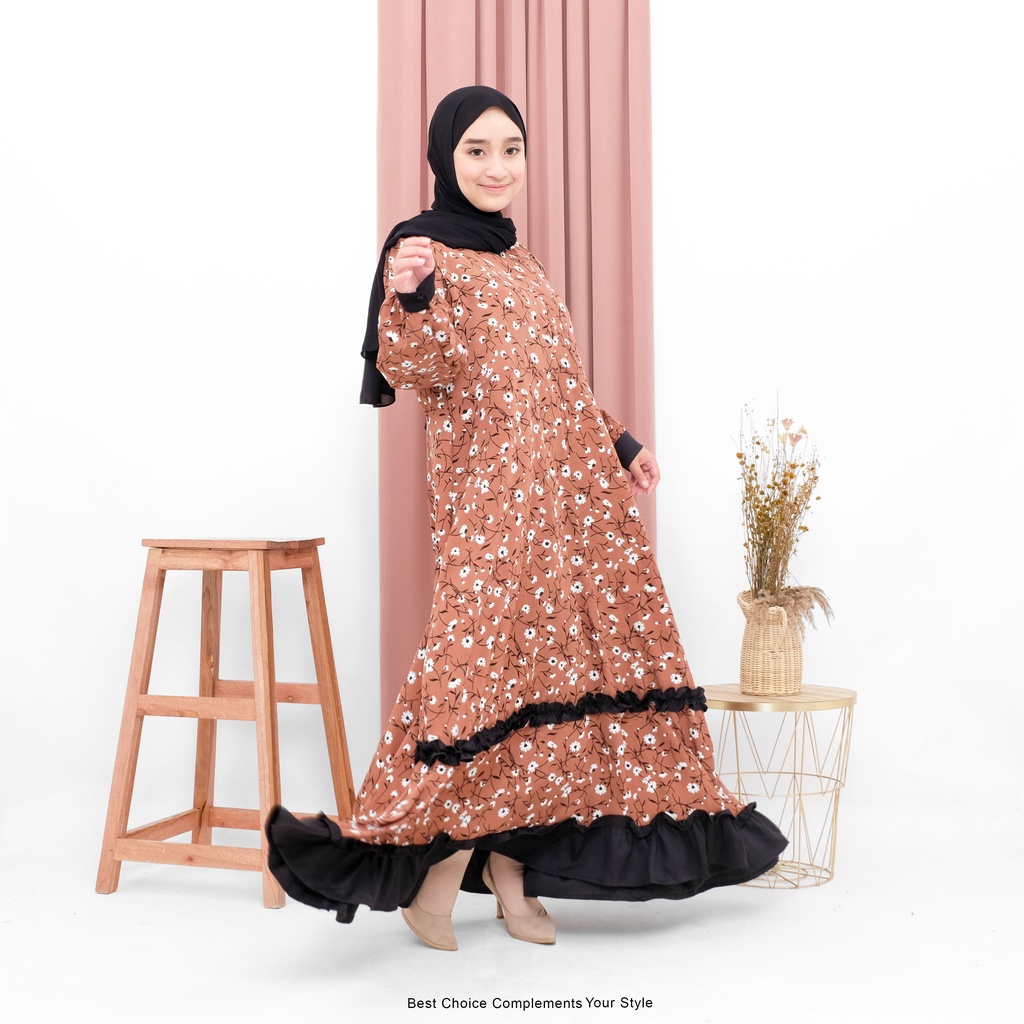 Ivany Dress Basic Wanita Motif Bunga by Mahyra