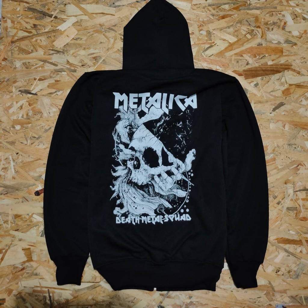 Metalica Jaket Zipper hoodie Tedy Hitam Black Premium Pria Terbaru