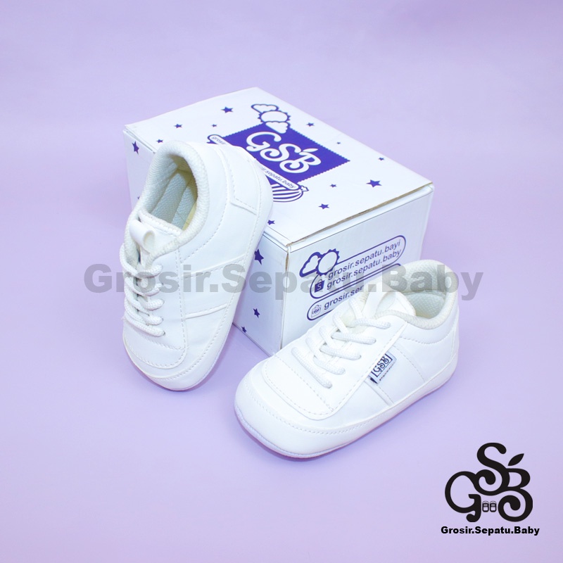 Prewalker - Sepatu Bayi - Baby Shoes | 2-12 bulan | casual MARGOM PUTIH polos ringan &amp; fleksibel