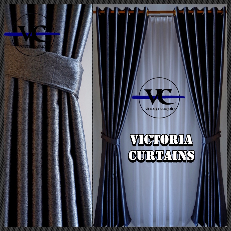 Gorden Jendela Blackout embosh polos Import Warna Hitam Model Ring Smokring 12 ring