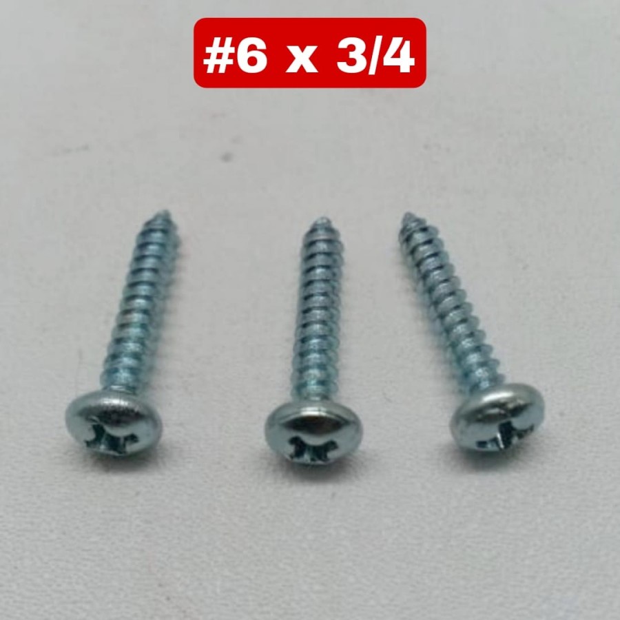 Skrup Sekrup Tapping Kepala Bulat 6 x 3/4 (2 cm) - per pak isi 100 pcs