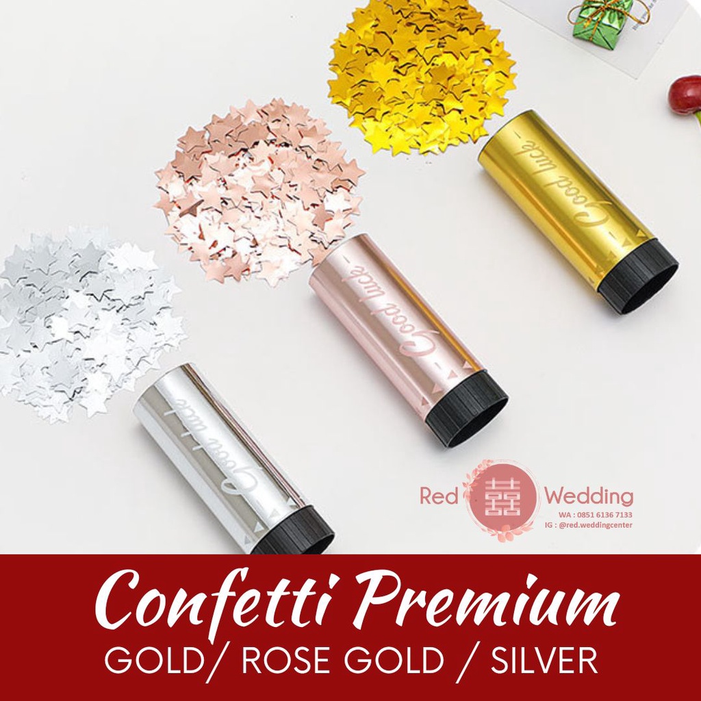 Premium PARTY CONFETTI Popper Mewah Tema Propose Wedding Pesta Ultah Bride Groom Surprise