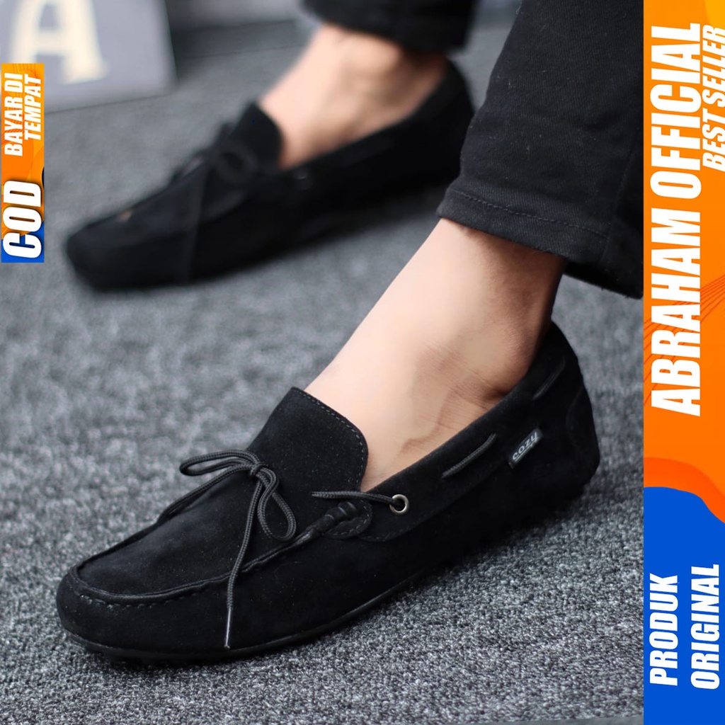 Sepatu Casual Slip On Pria Santai Kerja Kantor Hitam Abraham Rennes