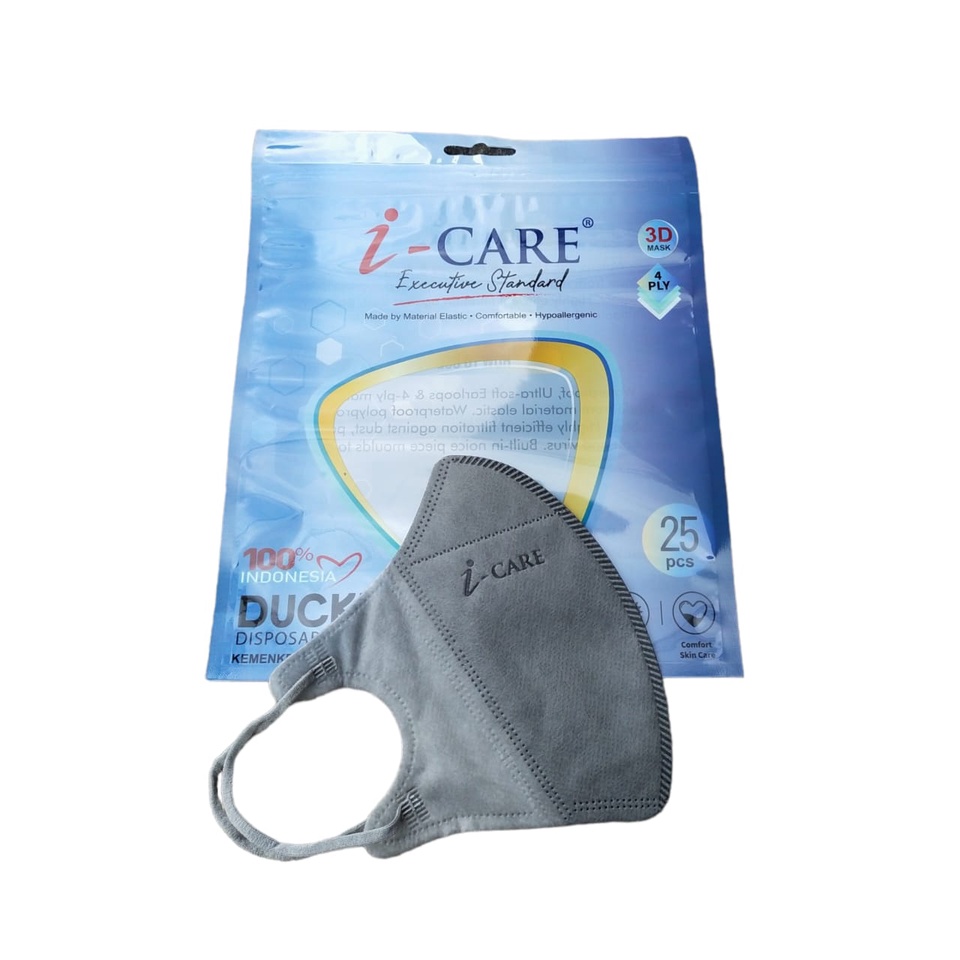 Masker Duckbill icare 4ply Sachet Ziplock isi 25pc Premium Quality