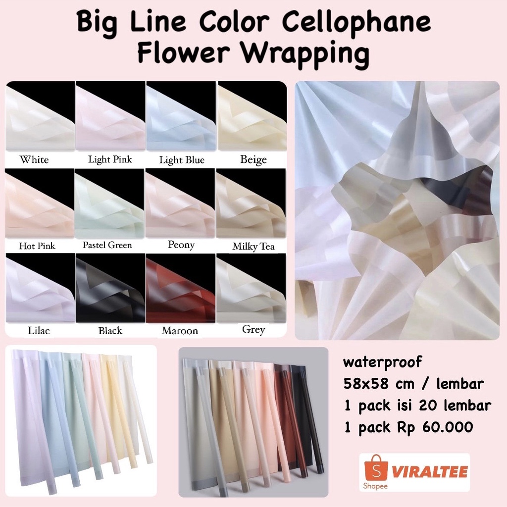 

Kertas Cellophane Buket Bunga [Big Line Color] Flower Wrapping Paper Celophane / Chellophane Murah untuk Snack Uang