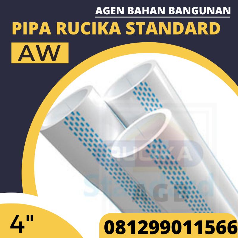 Pipa PVC 4" Inch Rucika Standard / Pipa Rucika Wavin / Pipa Wavin AW (Harga Grosir) 4 Meter