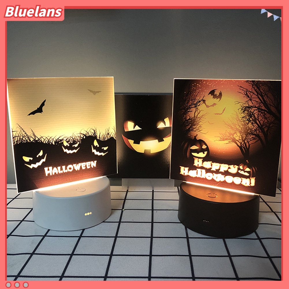 Lampu Malam LED Bentuk Labu Kelelawar Penyihir Untuk Ornamen Halloween