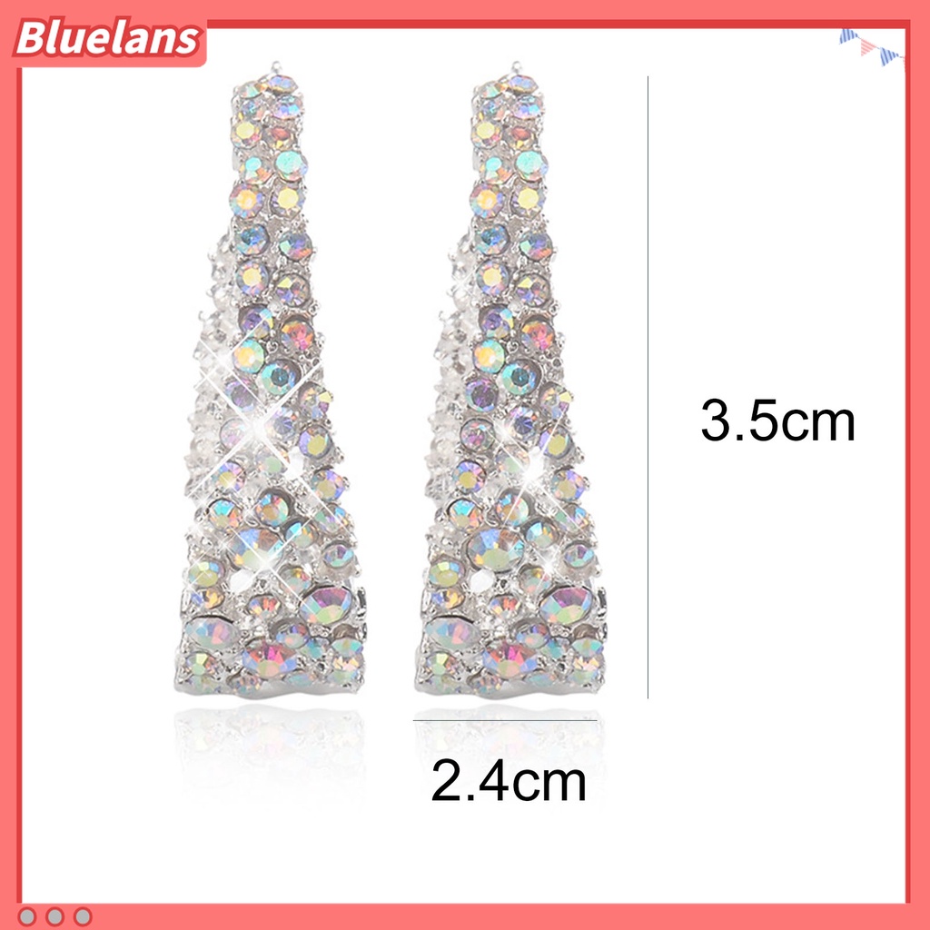 Anting Stud Bentuk U Aksen Berlian Imitasi Shiny Multicolored Untuk Wanita