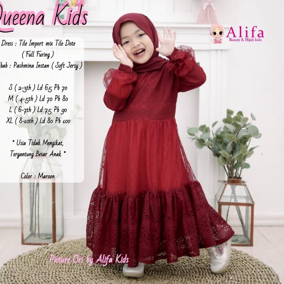 [HND.18Oc22н] READY STOK QUEENA KIDS GAMIS SETELAN ANAK PEREMPUAN FRESS PASHMINA