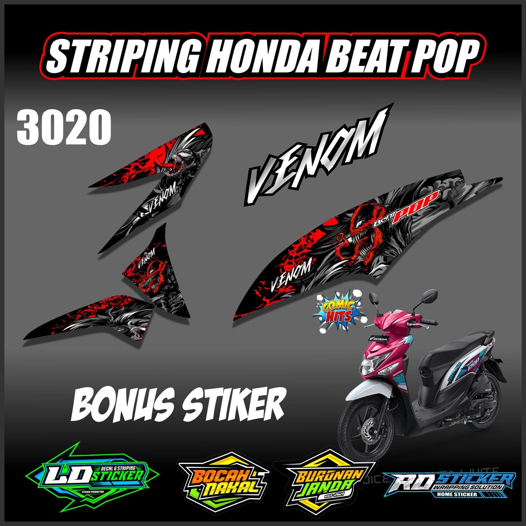 3020 Sticker Striping Variasi List beat pop Stiker Motor BEAT POP - Aksesoris Motor - Motor BEAT POP