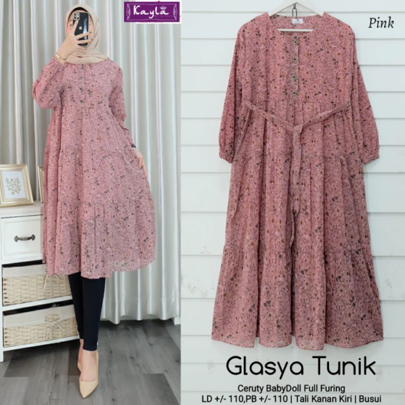 GLASYA TUNIK BY KAYLA / TUNIK MOTIF WANITA MUSLIMAH / Atasan muslimah LD110 premium