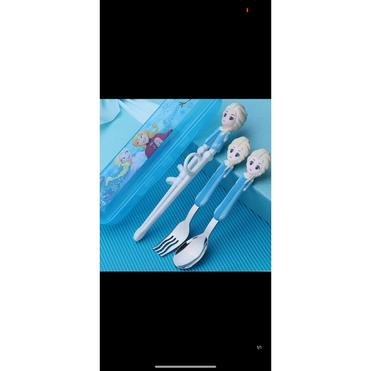 NEW !  SENDOK GARPU SUMPIT KARAKTER MICKEY MINNIE ELSA FROZEN BEKAL SEKOLAH | SET SENDOK GARPU ANAK STAINLESS | CUTLERY SET |