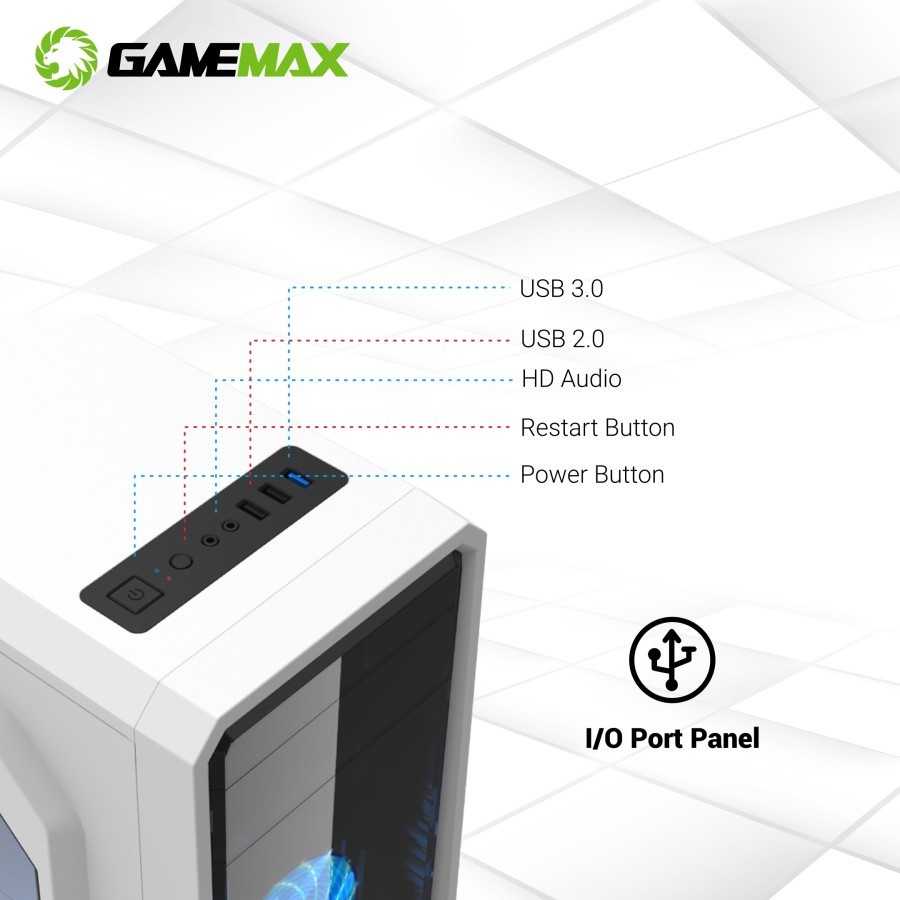 Gamemax Casing PC G561 Putih With 3 Fan