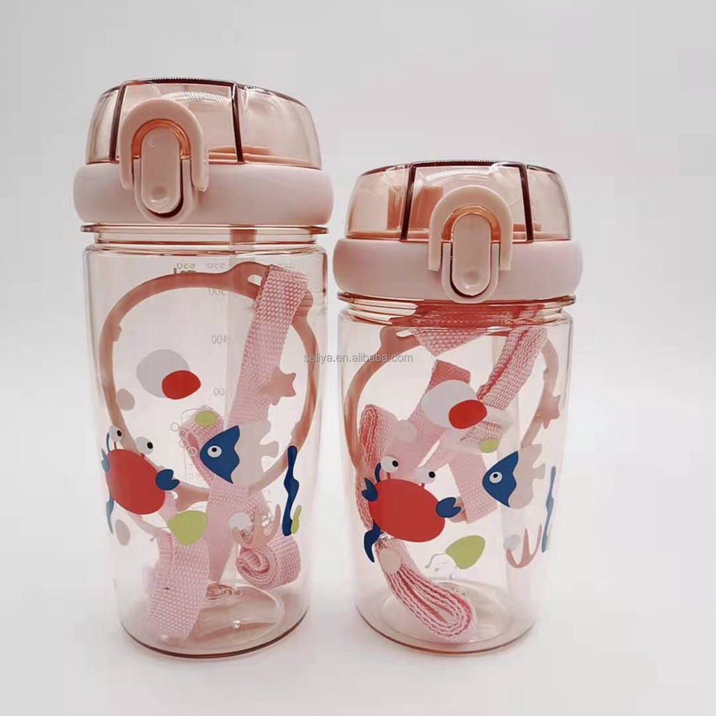 BOTOL MINUM ANAK SEDOTAN DAN TALI 550ML - 650ML BPA FREE  / BOTOL MINUM 2 SISI  7305 7306
