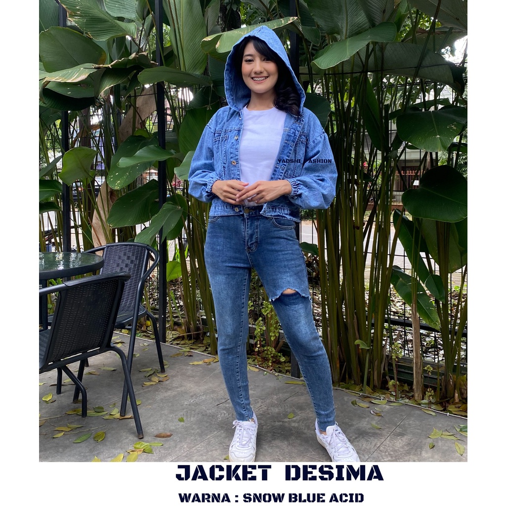 YAOSHI -JACKET DENIM  WANITA - JAKET  DENIM OVERSIZE MODEL HOODIE DESIMA