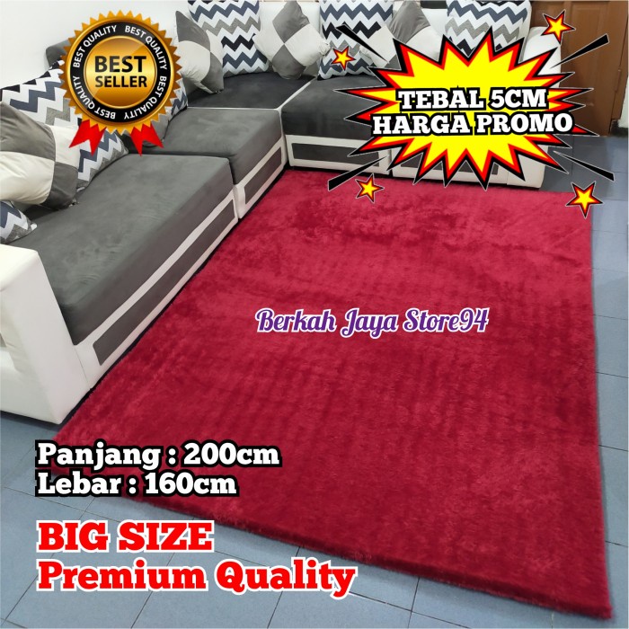 KARPET BULU Karpet Bulu Big Size Tebal 4cm Uk200x160cm / Surpet Cantik Best Seller - Abu-abu kamar t